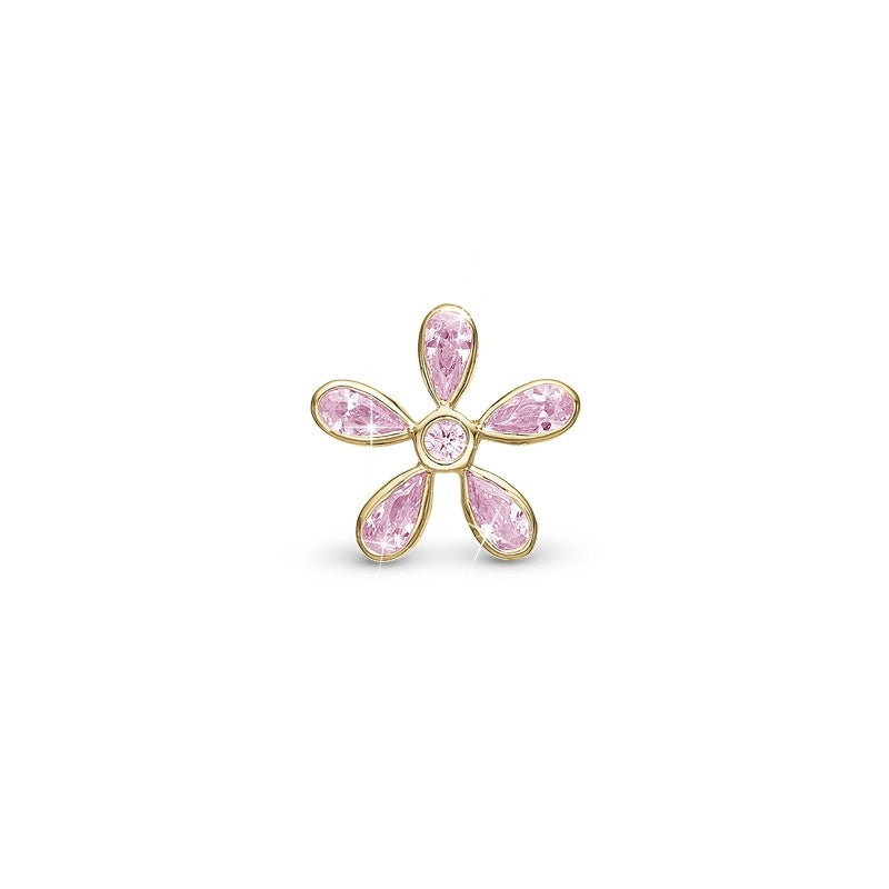Magic Flower charm i 18 karat forgyldt sølv med pink zirkonia fra Christina Jewelry & Watches