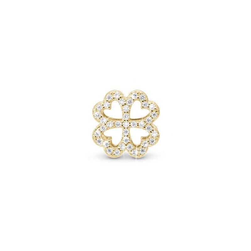 Shimmery Clover charm i 18 karat forgyldt sølv med hvide zirkonia fra Christina Jewelry & Watches