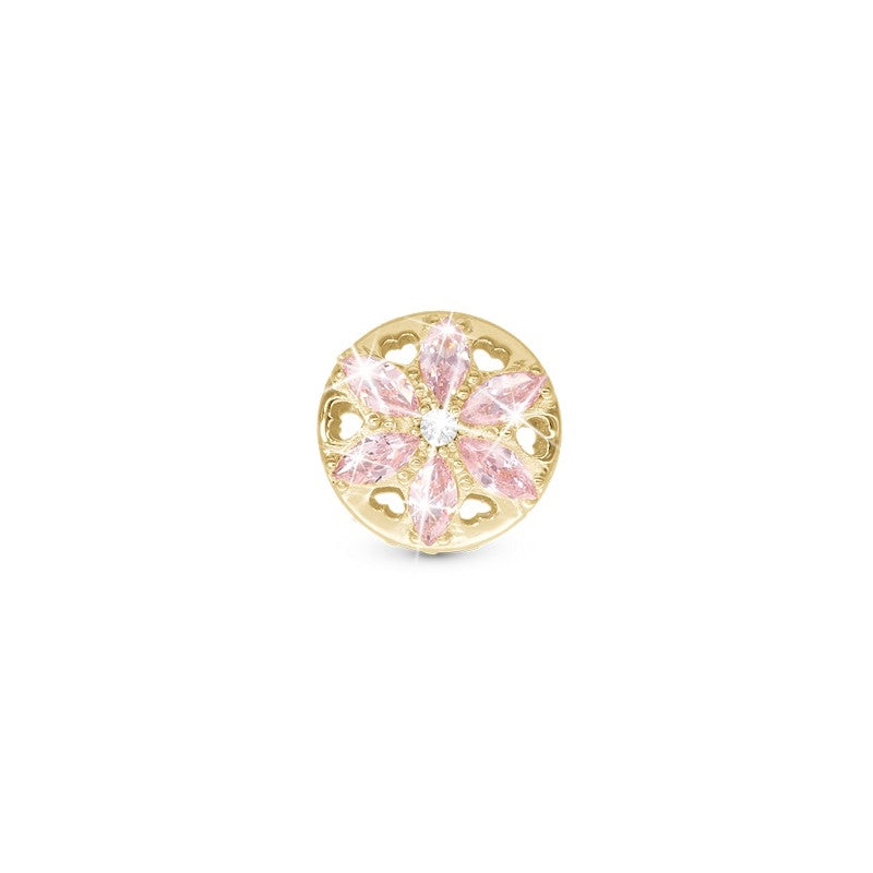 Sparkling Pink Flower charm i forgyldt sølv med hvide og pink zirkonia fra Christina Jewelry & Watches