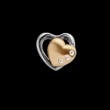 Hearts to tone charm i 18 karat forgyldt sølv fra Christina Jewelry & Watches med zirkonia