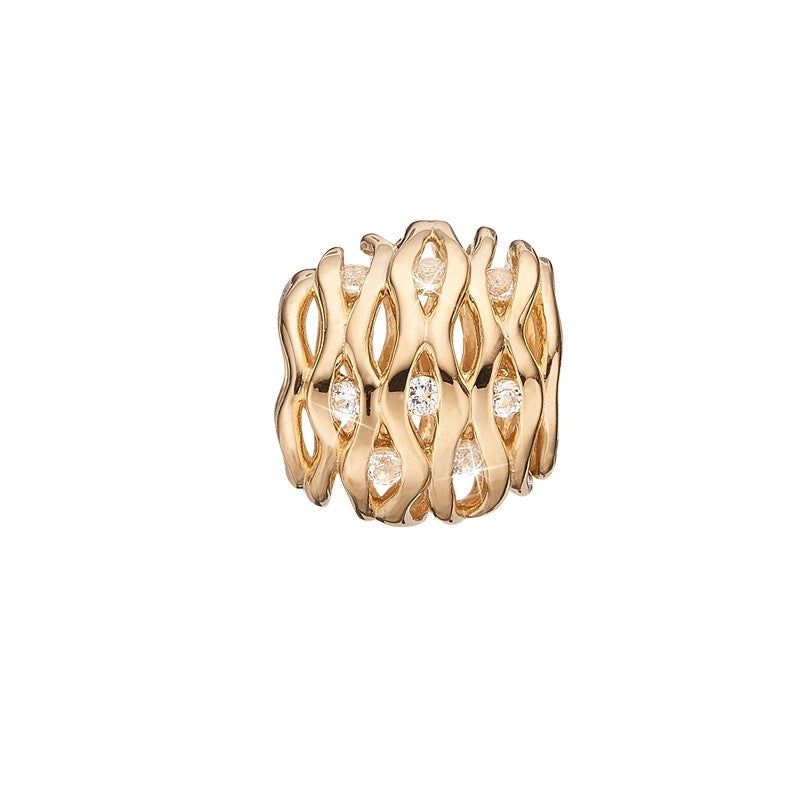 Breeze charm i 18 karat forgyldt sterlingsølv med otte hvide topaser fra Christina Jewelry & Watches.