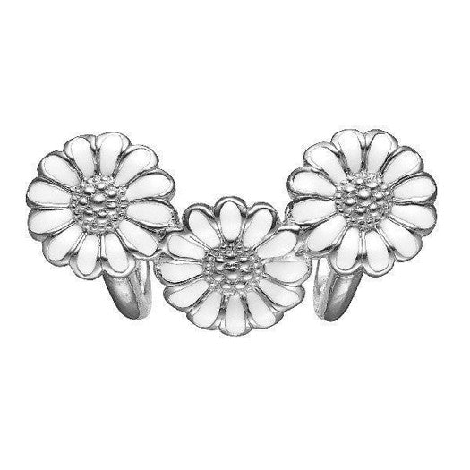 White Marguerites Trinity sølvcharm med 3 hvide margueritter fra Christina Jewelry & Watches.