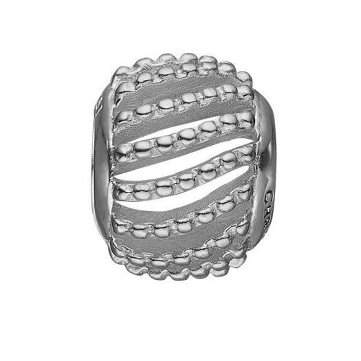 Dotted Line sølv charm fra Christina Jewelry & Watches i sølv med bølgede riller og prikker.