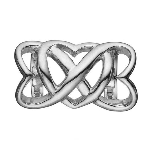 ETERNITY charm i sølv fra Christina Jewelry & Watches med tre flettede hjerter – sølv charm til læderarmbånd.