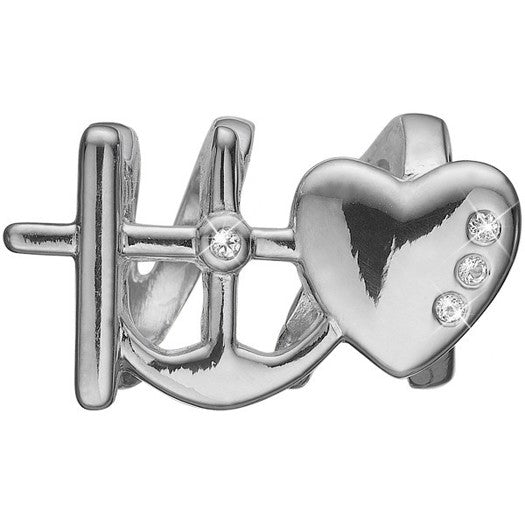 FAITH, HOPE & LOVE sølv charm med zirkonia fra Christina Jewelry & Watches