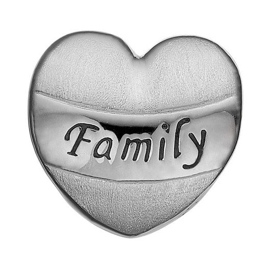 MY FAMILY hjertecharm i sterlingsølv fra Christina Jewelry & Watches – hjerteformet charm med indgraveret tekst.