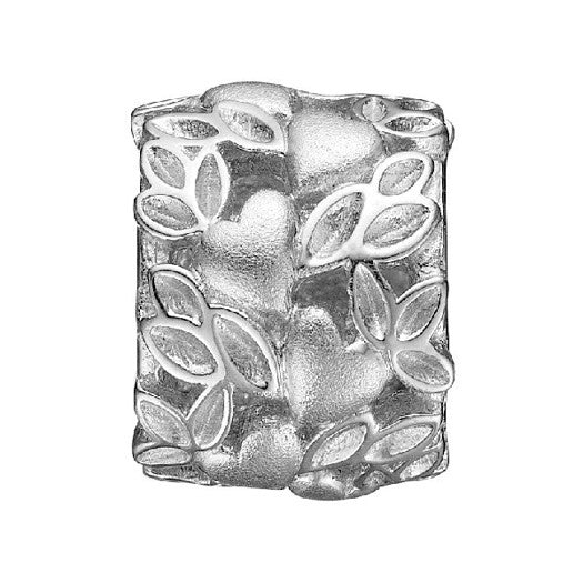 My Loving Nature charm i sterlingsølv fra Christina Jewelry & Watches med blad- og hjerteformet design.