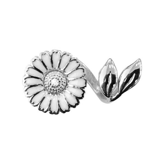 Marguerit sølvcharm med blad og zirkonia fra Christina Jewelry & Watches