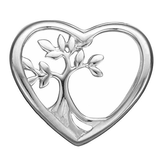 Roots of a Tree sølvcharm til læderarmbånd fra Christina Jewelry & Watches – hjerteformet charm med udskåret træmotiv i sølv.