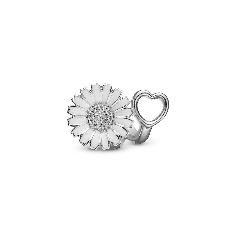 Marguerite Bliss sølvcharm med hvid emalje og hjerte fra Christina Jewelry & Watches.