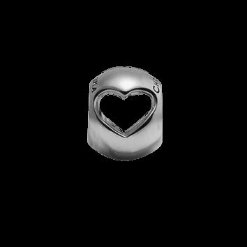 Open Your Heart charm i sort rhodineret sterling sølv med hjerteform fra Christina Jewelry & Watches.