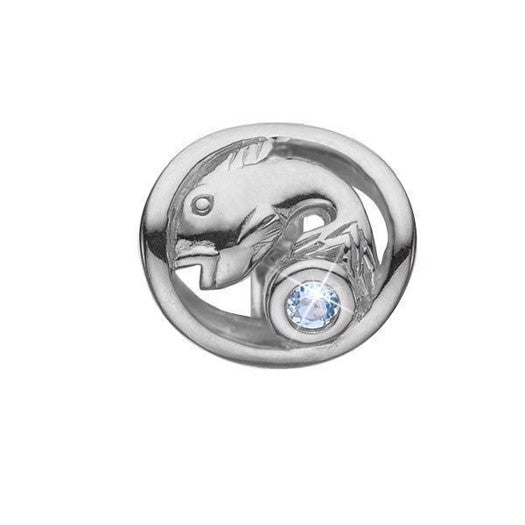 Fisken stjernetegns charm i sølv med ægte topas fra Christina Jewelry & Watches.