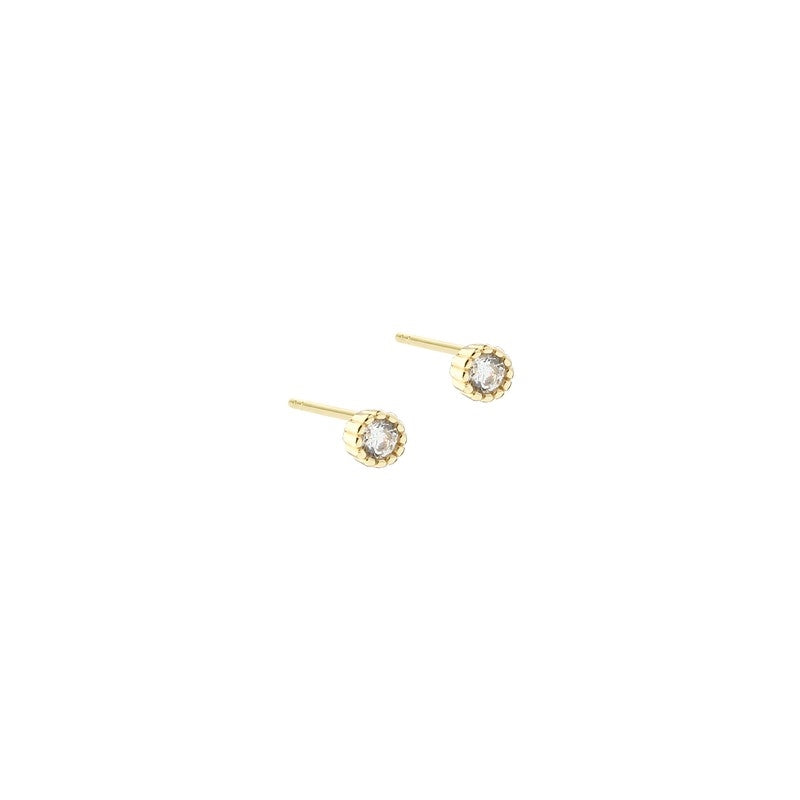 Aqua Dulce Lumi Small ørestikker i forgyldt sterlingsølv med klar sten 3,5 mm.