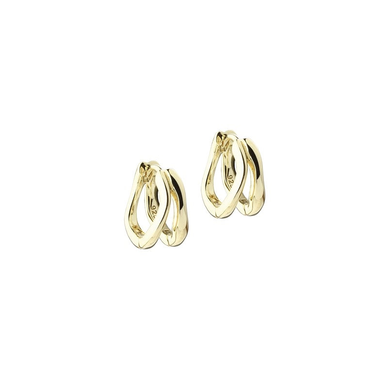 Sunella Simple Hoops øreringe fra Aqua Dulce i 14 karat forgyldt sterlingsølv med dobbelte hoops, blankpoleret og 12 mm diameter.