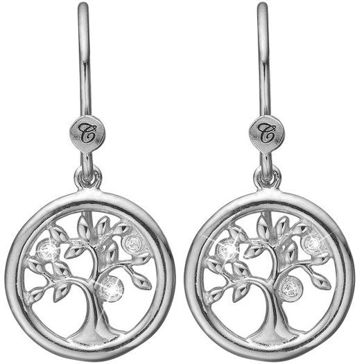 Tree of life ørehængere i sølv fra Christina Jewelry & Watches med 6 zirkonia