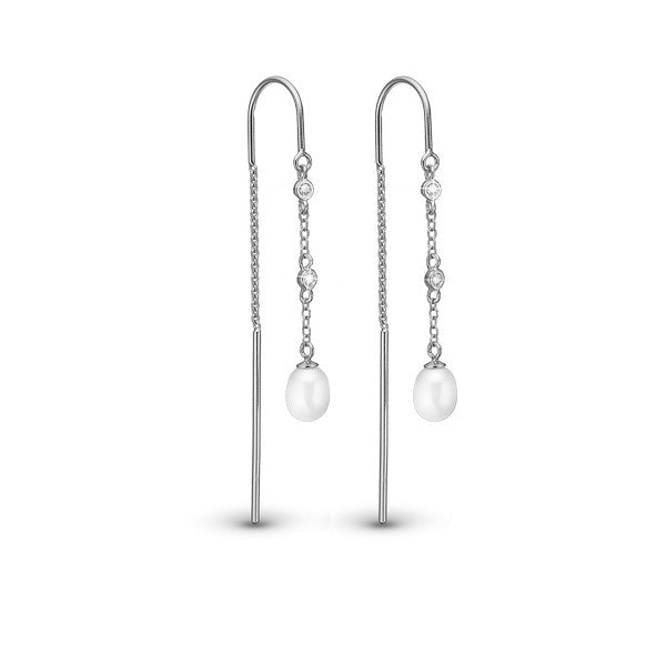 PEARL DROPS sølvøreringe med hvide perler og forgyldte ørekroge fra Christina Jewelry & Watches.