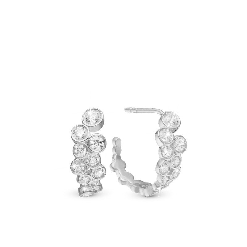 Bubbles øreringe i sterlingsølv med hvide kubiske zirkonia fra Christina Jewelry & Watches.