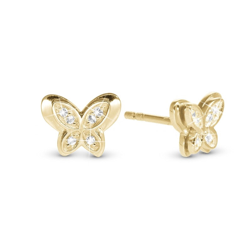Vibrant Butterfly ørestikker i forgyldt sølv med zirkonia fra Christina Jewelry & Watches