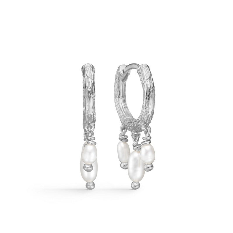 Twine creoler i sølv med perler fra Studio Z