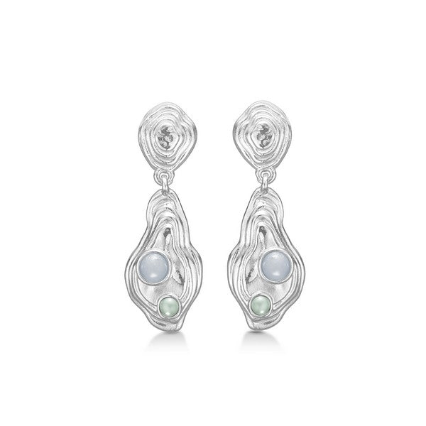 Shell øreringe fra Studio Z i 925 sterlingsølv med grøn zirkonia