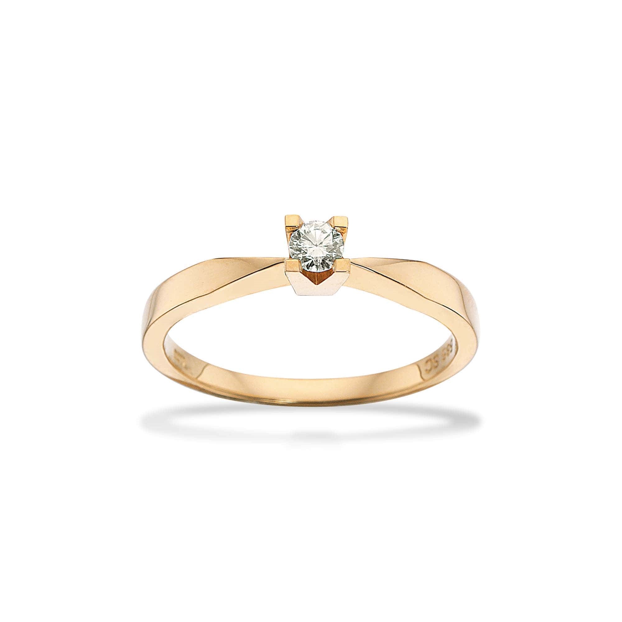 Kleopatra ring i 14 karat guld med brillantsleben diamant – nærbillede af fatning