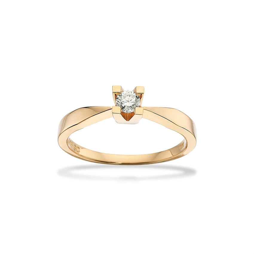 Kleopatra ring i 14 karat guld med diamant – liggende på flade