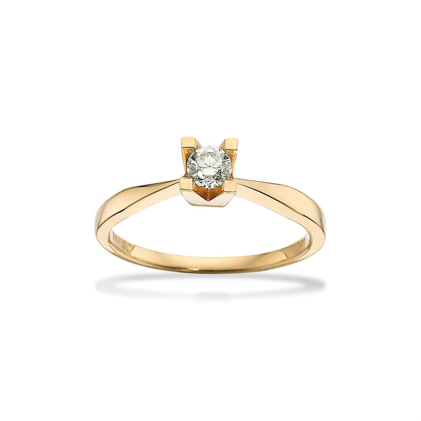 Kleopatra ring i 14 karat guld med diamant – nærbillede af fatning
