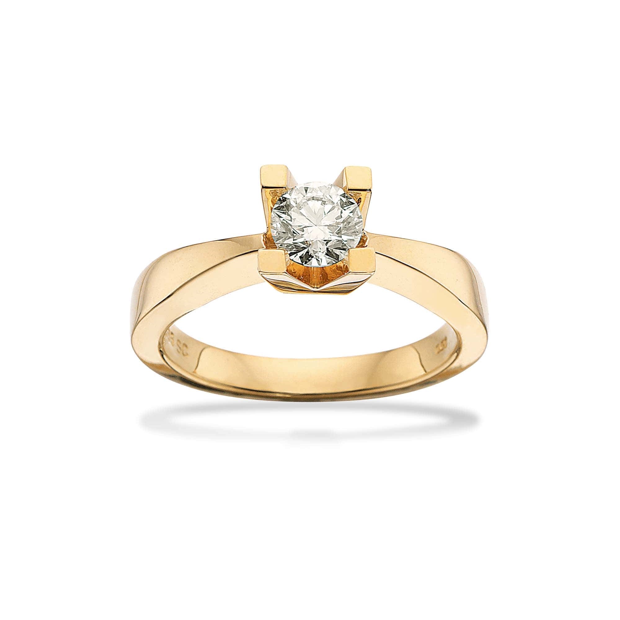 Kleopatra ring i 14 karat guld med solitær Wesselton SI diamant fra Scrouples.