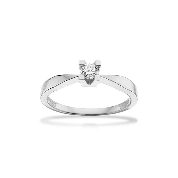 Scrouples Kleopatra ring i 14 kt hvidguld med diamant – nærbillede af fatning