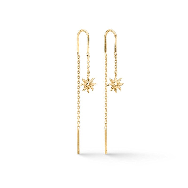 Ocean Aura kædeøreringe fra Studio Z i 14 kt forgyldt 925 sterlingsølv med solformede vedhæng.