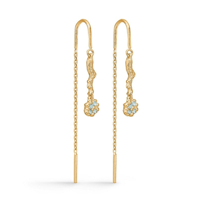 Tangled ørekæder fra Studio Z i 18 karat forgyldt sterling sølv med grønne og klare zirkonia – elegante og lette.