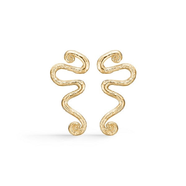 Wave ørering fra Studio Z i 18 karat forgyldt sterlingsølv med bølgeformet, organisk design.