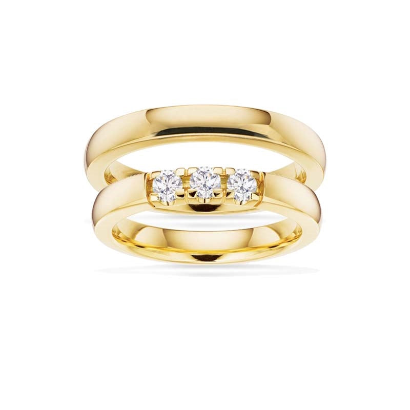 Scrouples Grace vielsesringe i 14 karat guld 3,25 mm med 0,07 ct diamant (1 sten)