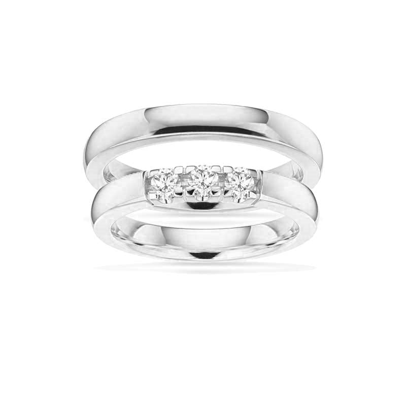 Grace vielsesringe i 14 kt hvidguld 3,25 mm med diamant 0,07 ct (1 sten)