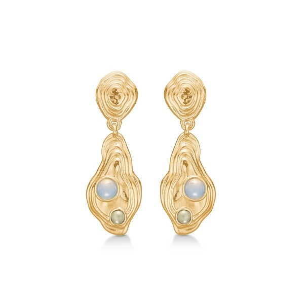 Shell ørestikker fra Studio Z i 18 karat forgyldt sølv med grå zirkonia