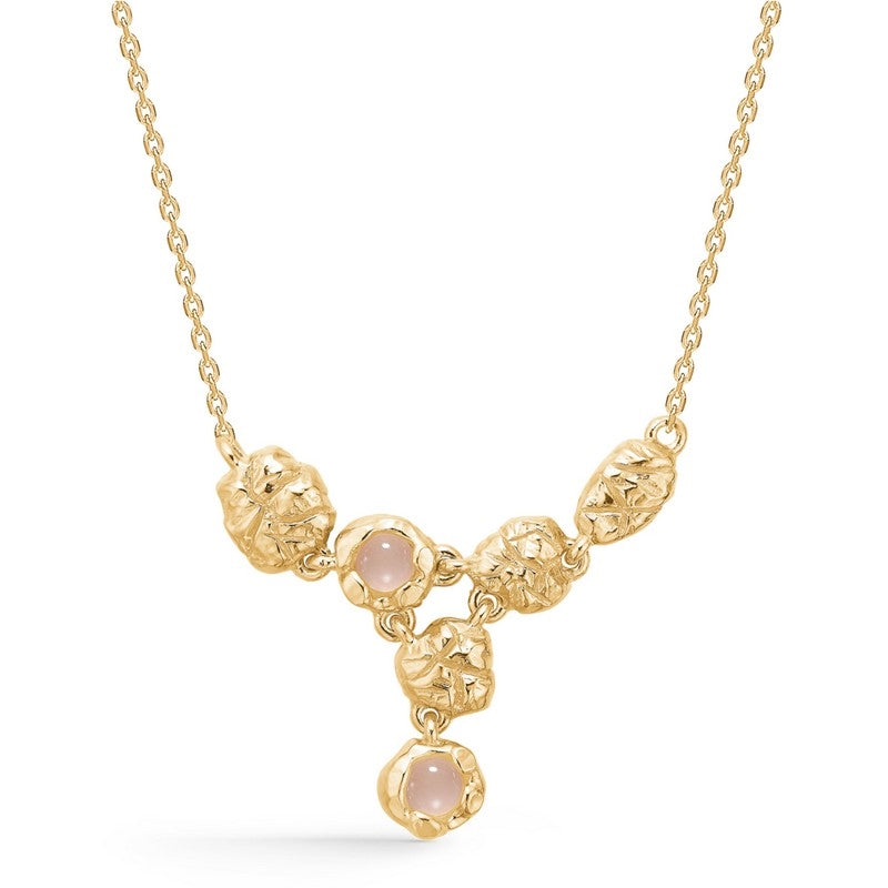 Element halskæde fra Studio Z i 18 karat forgyldt sølv med rosa zirkonia