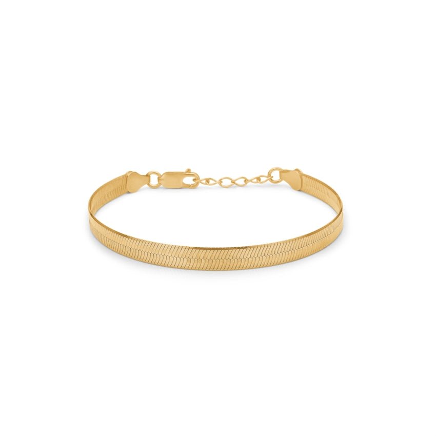 Studio Z Cobra armbånd i 18 karat forgyldt 925 sterlingsølv med sildebensmønster, justerbar 16–18,5 cm.