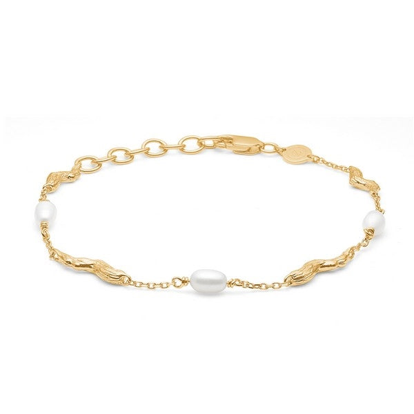 Tangled armbånd fra Studio Z i 18 karat forgyldt sølv med kulturperler 16–18 cm