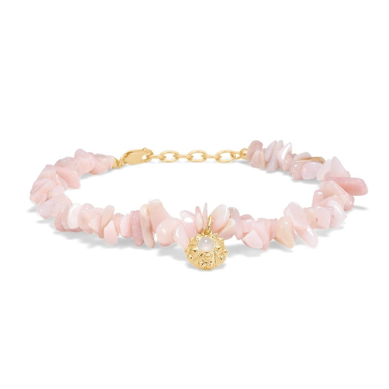 Urchin Elegance armbånd fra Studio Z i 14 karat forgyldt sølv med rosa-lilla kunzit og søpindsvin-vedhæng med klar zirkonia.