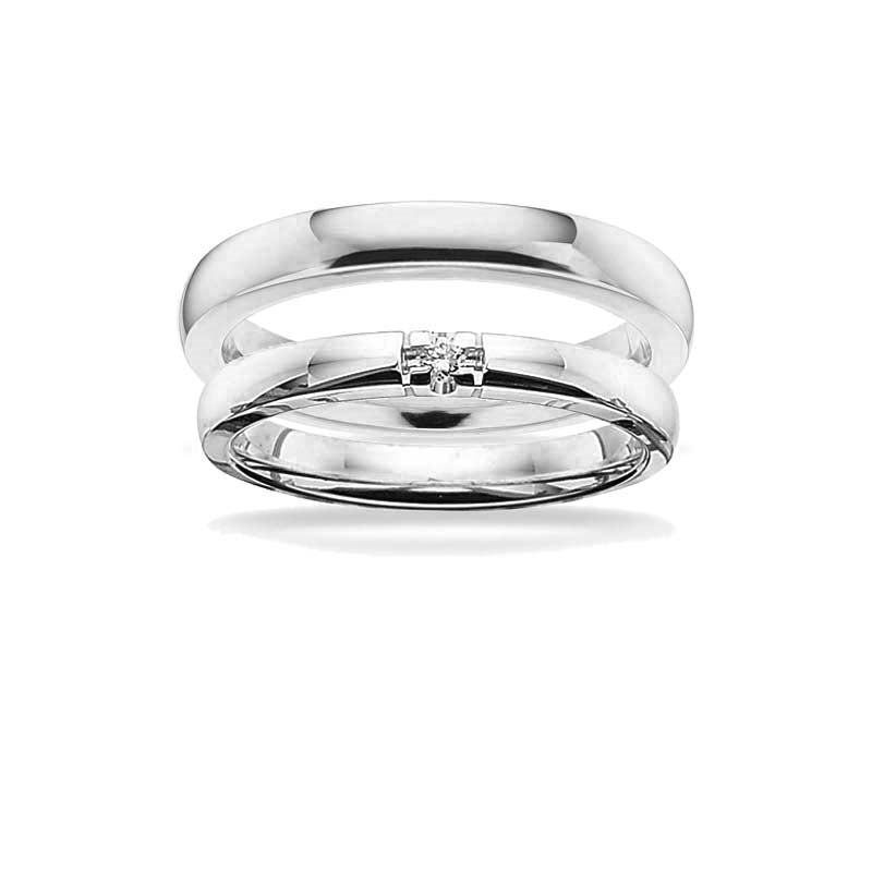 Grace vielsesringe i 14 kt hvidguld 3 mm med diamant 0,03 ct