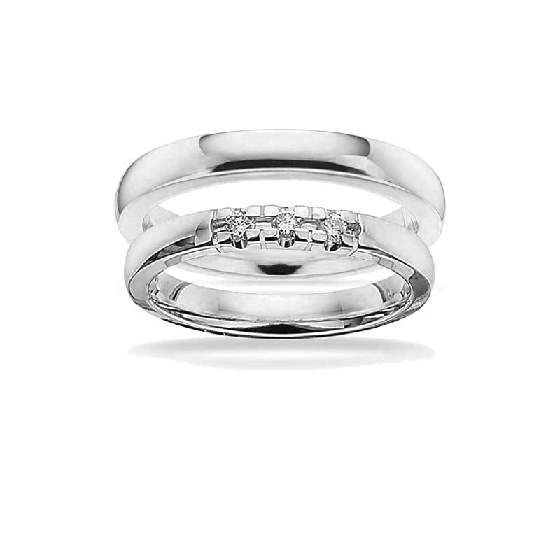 Grace vielsesringe i 14 kt hvidguld 3 mm med diamant 0,03 ct