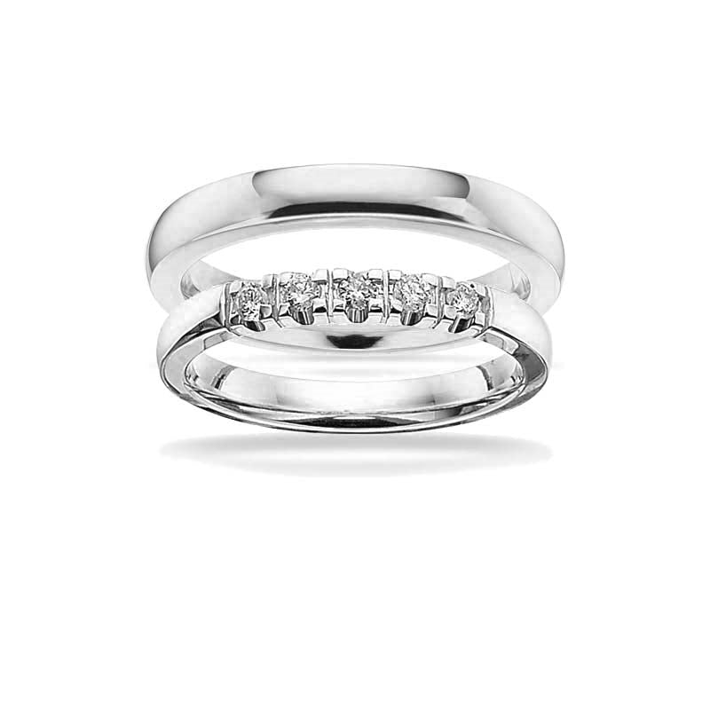 Grace vielsesringe i 14 kt hvidguld 3 mm med diamant 0,03 ct