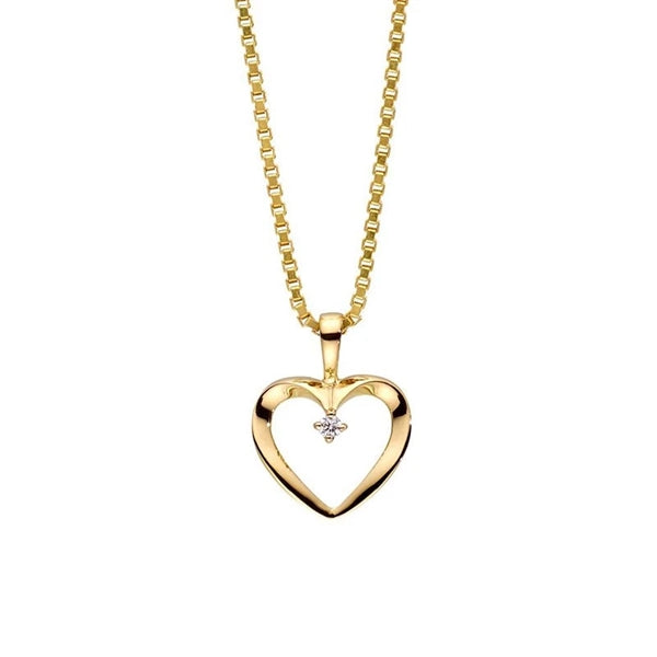 Siersbøl hjertevedhæng i 14 karat guld med diamant 0,025 ct