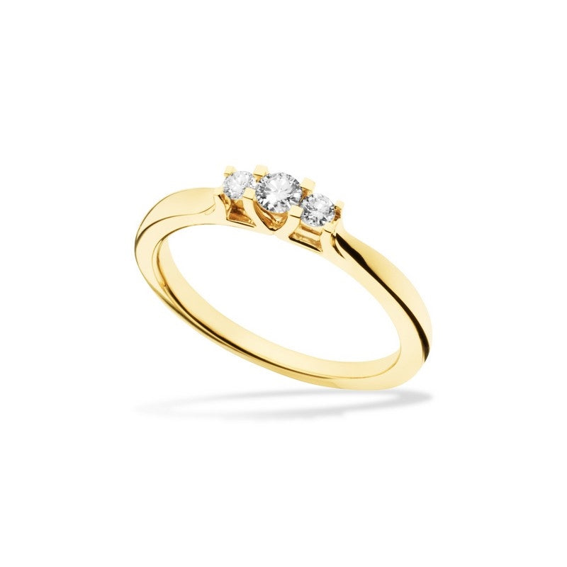 Zoya ring i 14 karat guld med 3 diamanter fra Scrouples (0,18 ct)