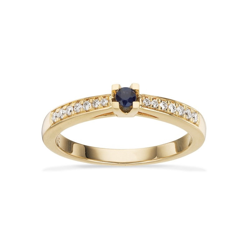 Kleopatra Queen ring i 14 karat guld med safir og 0,12 ct diamanter
