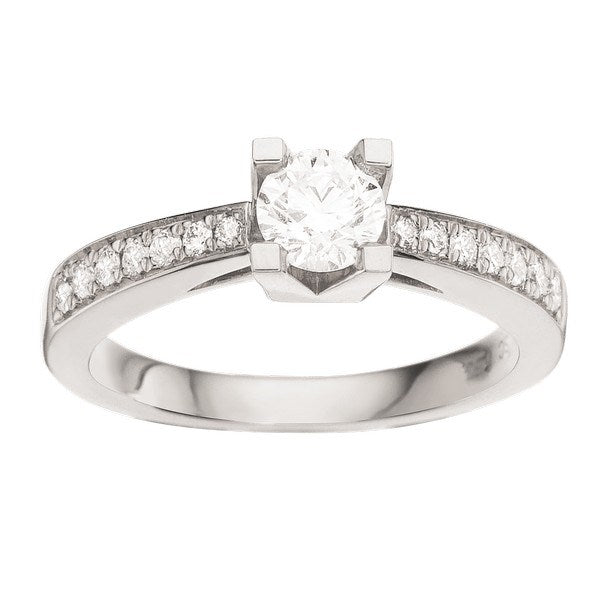 Kleopatra Queen diamantring i 14 karat hvidguld med 0,15 ct Wesselton SI diamanter – klassisk og elegant design.