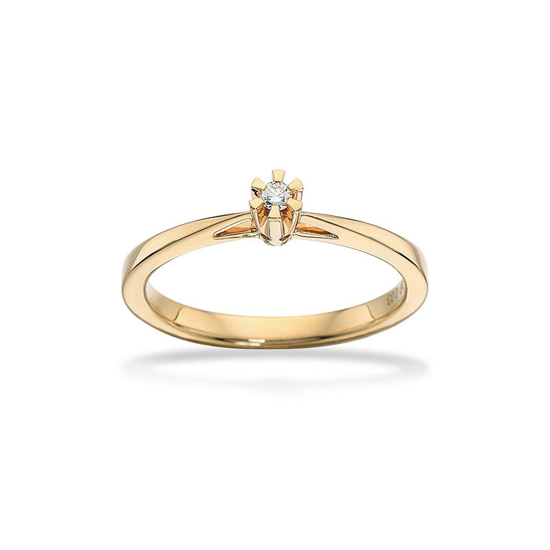Prinsesse ring i 14 kt guld fra Scrouples med 0,03–0,15 ct diamant