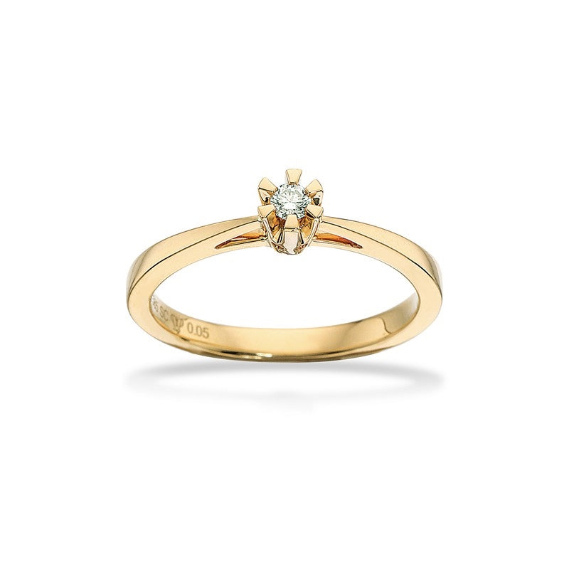 Prinsesse ring i 14 kt guld fra Scrouples med 0,03–0,15 ct diamant