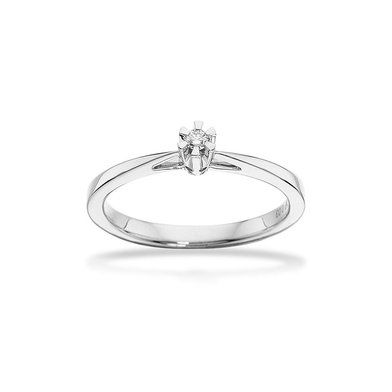 Prinsesse ring i 14 kt hvidguld med diamant 0,03–0,50 ct – Scrouples