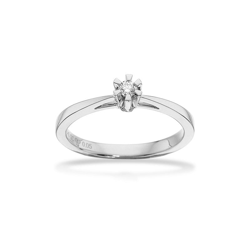 Prinsesse ring i 14 kt hvidguld med diamant 0,03–0,50 ct – Scrouples